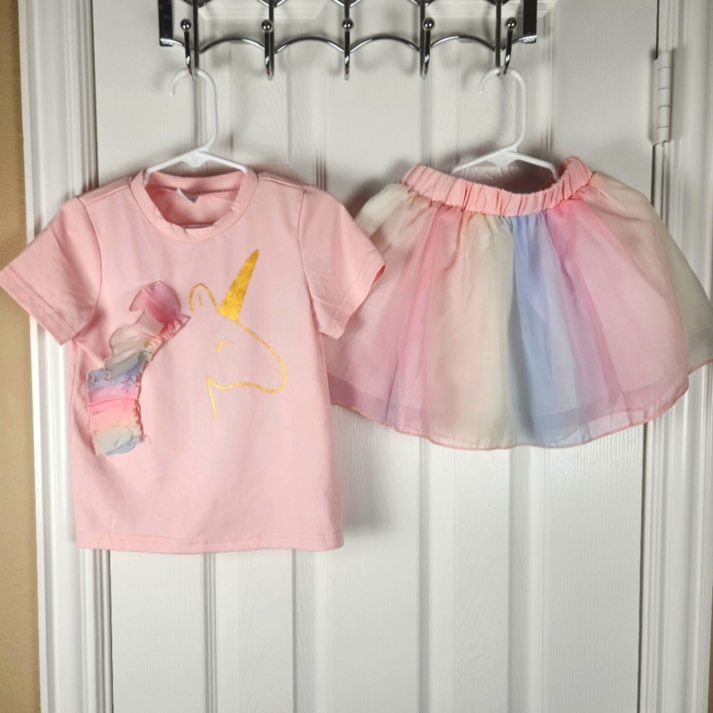 Shein unicorn skirt set size 4y